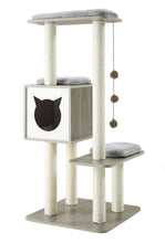 Load image into Gallery viewer, Sophisticat High Tower: Modern Wooden Cat Tree Condo with Scratching Posts&quot;
