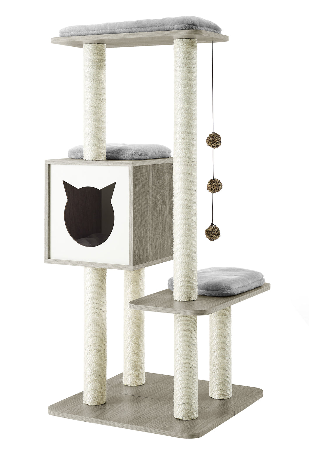 Sophisticat High Tower: Modern Wooden Cat Tree Condo with Scratching Posts