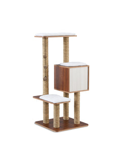 Sophisticat High Tower: Modern Wooden Cat Tree Condo with Scratching Posts"